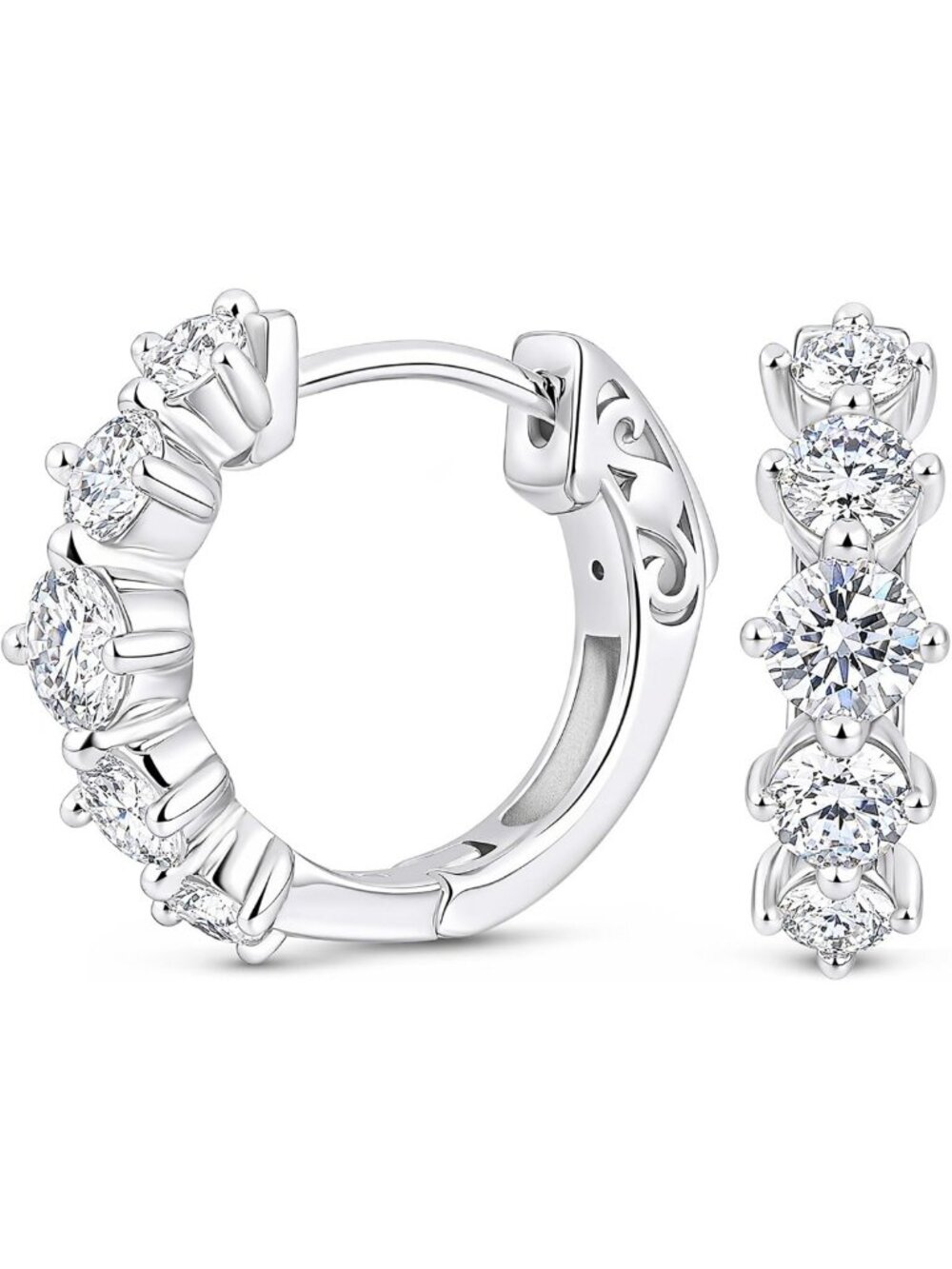 Elegant Moissanite Hoop Earrings in 925 Sterling Silver - Perfect Gift for Her